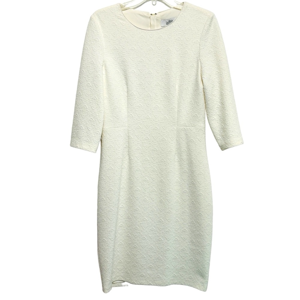 Belle Badgley Mischka White Kamila Dress Sz 10 Brocade Fabric